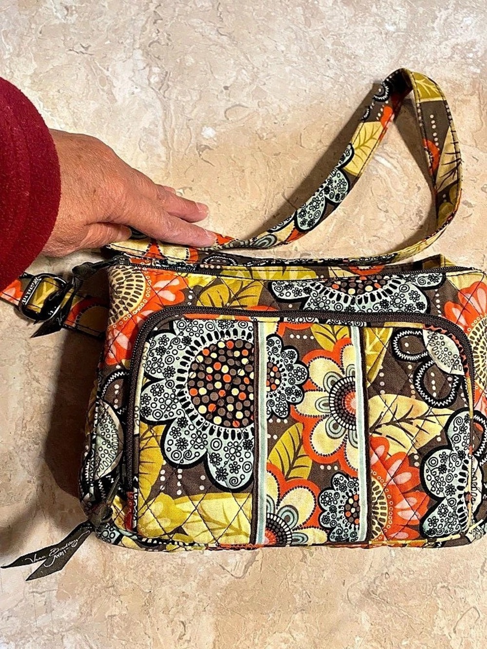 Vera Bradley Hipster Crossbody Bag Floral Print Multicolor & Orange